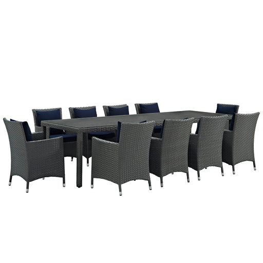 Sojourn 11 Piece Outdoor Patio SunbrellaÂ® Dining Set 2310-CHC-NAV-SET