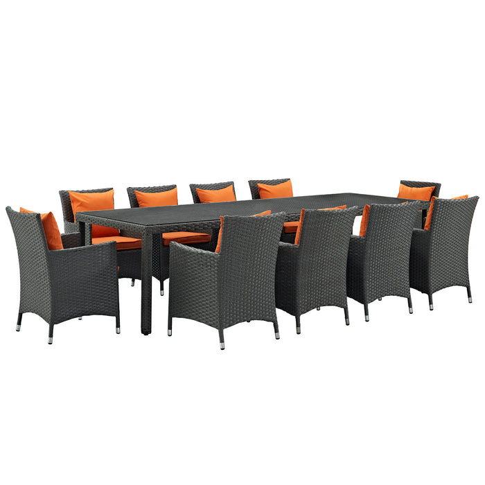 Sojourn 11 Piece Outdoor Patio SunbrellaÂ® Dining Set 2310-CHC-TUS-SET