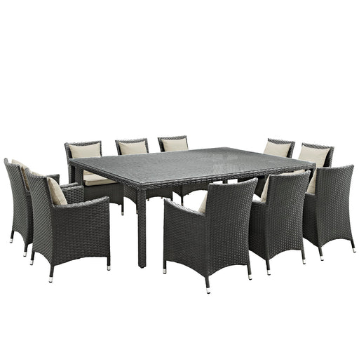 Sojourn 11 Piece Outdoor Patio SunbrellaÂ® Dining Set 2311-CHC-BEI-SET