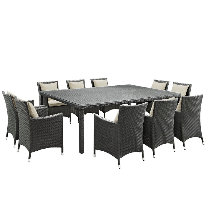 Sojourn 11 Piece Outdoor Patio SunbrellaÂ® Dining Set 2311-CHC-BEI-SET