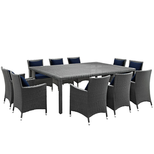 Sojourn 11 Piece Outdoor Patio SunbrellaÂ® Dining Set 2311-CHC-NAV-SET