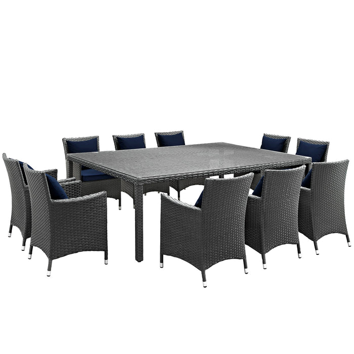 Sojourn 11 Piece Outdoor Patio SunbrellaÂ® Dining Set 2311-CHC-NAV-SET