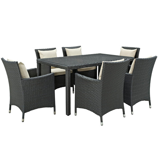 Sojourn 7 Piece Outdoor Patio SunbrellaÂ® Dining Set 2312-CHC-BEI-SET