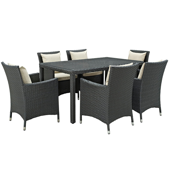 Sojourn 7 Piece Outdoor Patio SunbrellaÂ® Dining Set 2312-CHC-BEI-SET