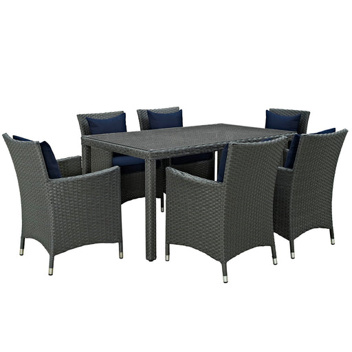 Sojourn 7 Piece Outdoor Patio SunbrellaÂ® Dining Set 2312-CHC-NAV-SET
