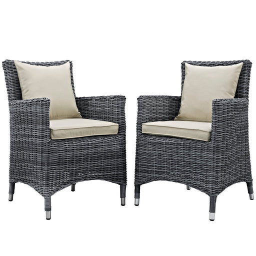 Summon 2 Piece Outdoor Patio SunbrellaÂ® Dining Set 2313-GRY-BEI-SET