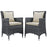 Summon 2 Piece Outdoor Patio SunbrellaÂ® Dining Set 2313-GRY-BEI-SET