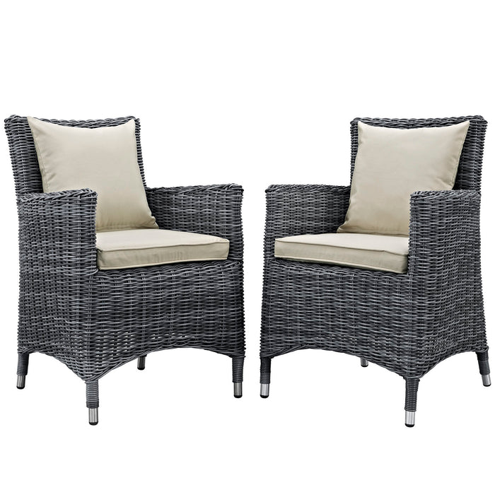 Summon 2 Piece Outdoor Patio SunbrellaÂ® Dining Set 2313-GRY-BEI-SET