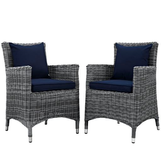 Summon 2 Piece Outdoor Patio SunbrellaÂ® Dining Set 2313-GRY-NAV-SET