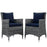 Summon 2 Piece Outdoor Patio SunbrellaÂ® Dining Set 2313-GRY-NAV-SET