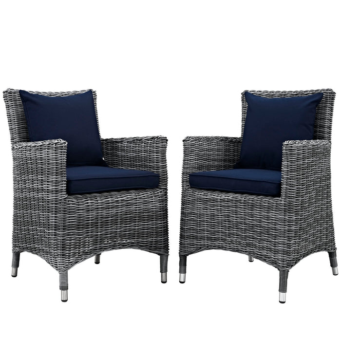 Summon 2 Piece Outdoor Patio SunbrellaÂ® Dining Set 2313-GRY-NAV-SET