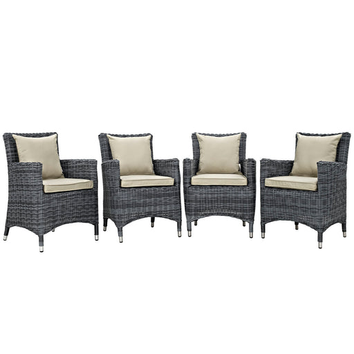 Summon 4 Piece Outdoor Patio SunbrellaÂ® Dining Set 2314-GRY-BEI-SET