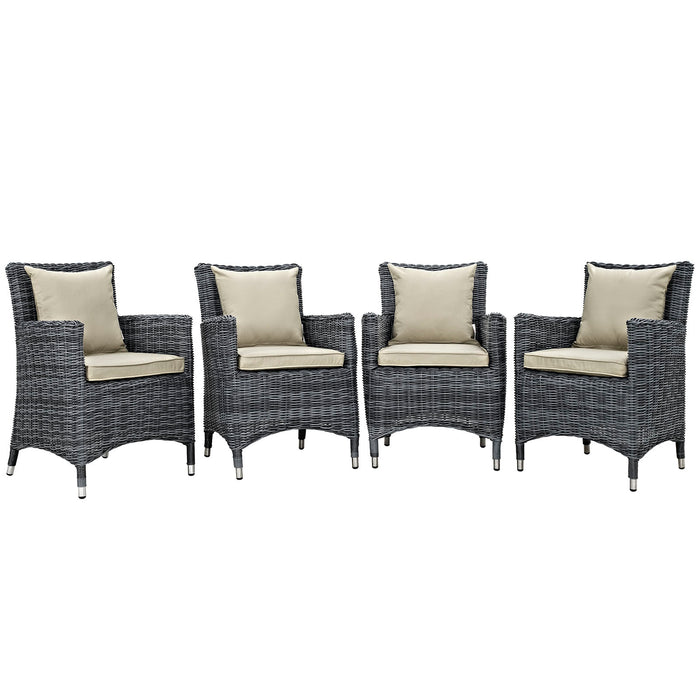 Summon 4 Piece Outdoor Patio SunbrellaÂ® Dining Set 2314-GRY-BEI-SET