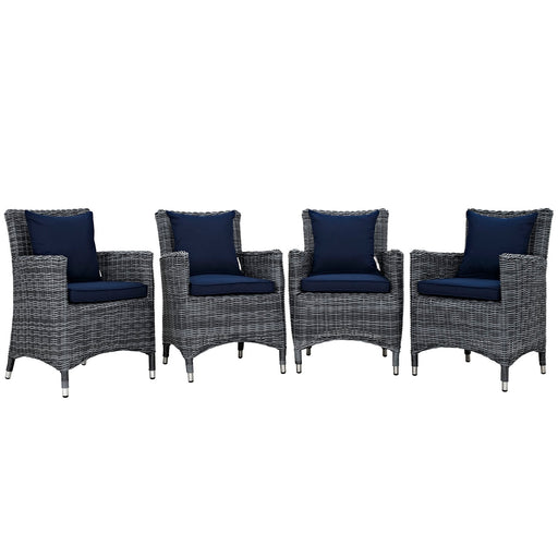 Summon 4 Piece Outdoor Patio SunbrellaÂ® Dining Set 2314-GRY-NAV-SET