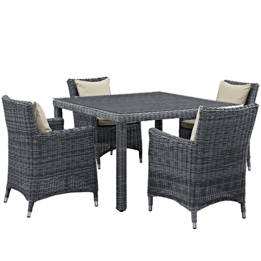 Summon 5 Piece Outdoor Patio SunbrellaÂ® Dining Set 2316-GRY-BEI-SET