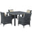 Summon 5 Piece Outdoor Patio SunbrellaÂ® Dining Set 2316-GRY-BEI-SET