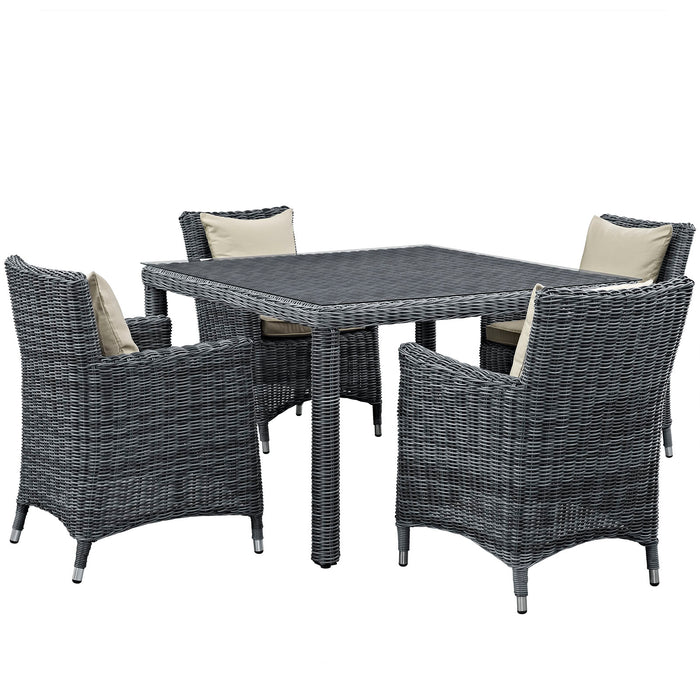 Summon 5 Piece Outdoor Patio SunbrellaÂ® Dining Set 2316-GRY-BEI-SET