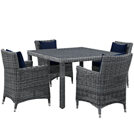 Summon 5 Piece Outdoor Patio SunbrellaÂ® Dining Set 2316-GRY-NAV-SET