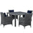 Summon 5 Piece Outdoor Patio SunbrellaÂ® Dining Set 2316-GRY-NAV-SET