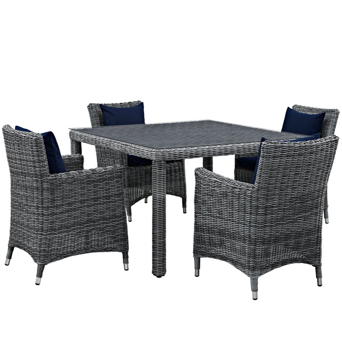 Summon 5 Piece Outdoor Patio SunbrellaÂ® Dining Set 2316-GRY-NAV-SET