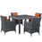 Summon 5 Piece Outdoor Patio SunbrellaÂ® Dining Set 2316-GRY-TUS-SET