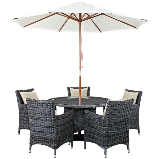 Summon 7 Piece Outdoor Patio SunbrellaÂ® Dining Set 2328-GRY-BEI-SET