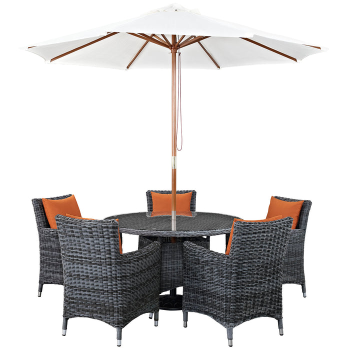 Summon 7 Piece Outdoor Patio SunbrellaÂ® Dining Set 2328-GRY-TUS-SET
