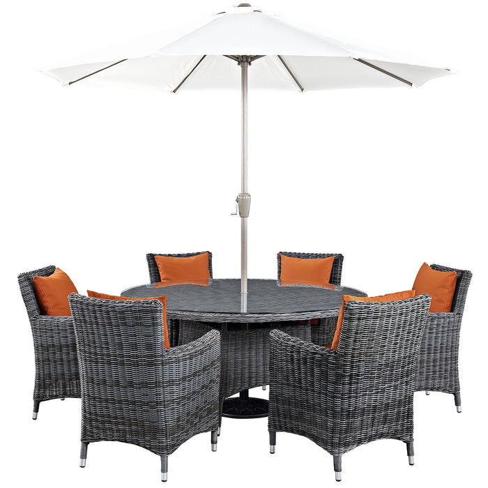 Summon 8 Piece Outdoor Patio SunbrellaÂ® Dining Set 2329-GRY-TUS-SET