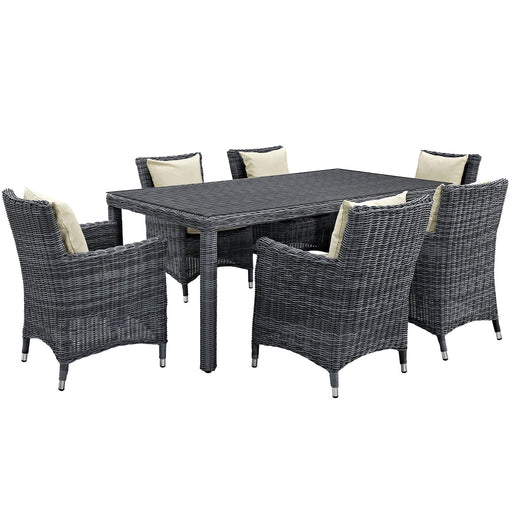 Summon 7 Piece Outdoor Patio SunbrellaÂ® Dining Set 2330-GRY-BEI-SET