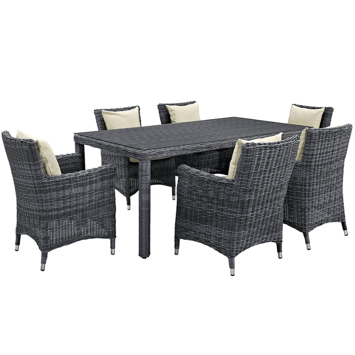 Summon 7 Piece Outdoor Patio SunbrellaÂ® Dining Set 2330-GRY-BEI-SET
