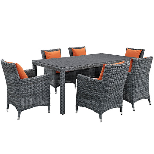 Summon 7 Piece Outdoor Patio SunbrellaÂ® Dining Set 2330-GRY-TUS-SET