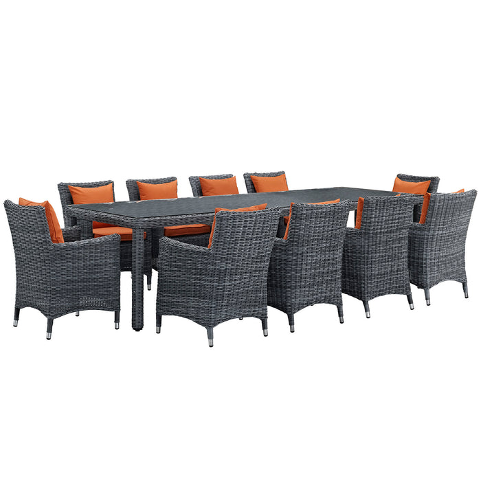 Summon 11 Piece Outdoor Patio SunbrellaÂ® Dining Set 2332-GRY-TUS-SET