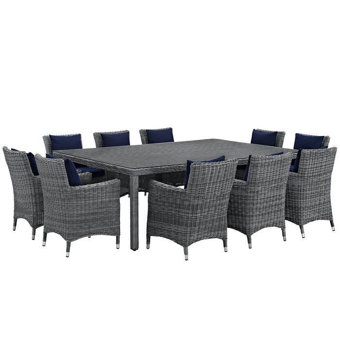 Summon 11 Piece Outdoor Patio SunbrellaÂ® Dining Set 2333-GRY-NAV-SET