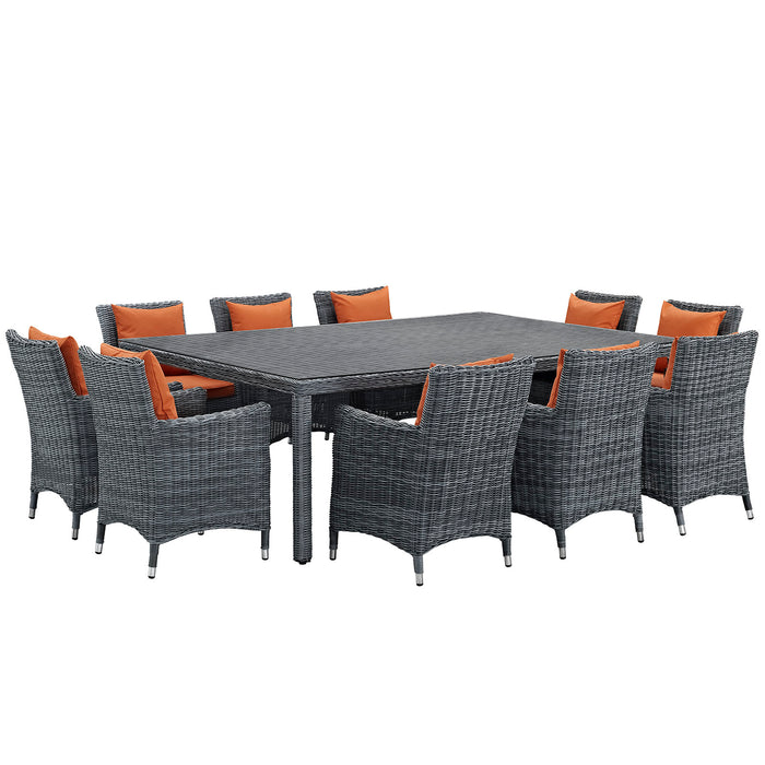 Summon 11 Piece Outdoor Patio SunbrellaÂ® Dining Set 2333-GRY-TUS-SET
