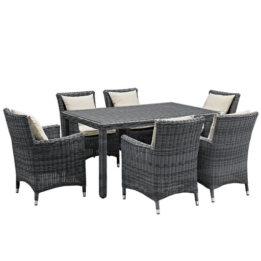 Summon 7 Piece Outdoor Patio SunbrellaÂ® Dining Set 2334-GRY-BEI-SET