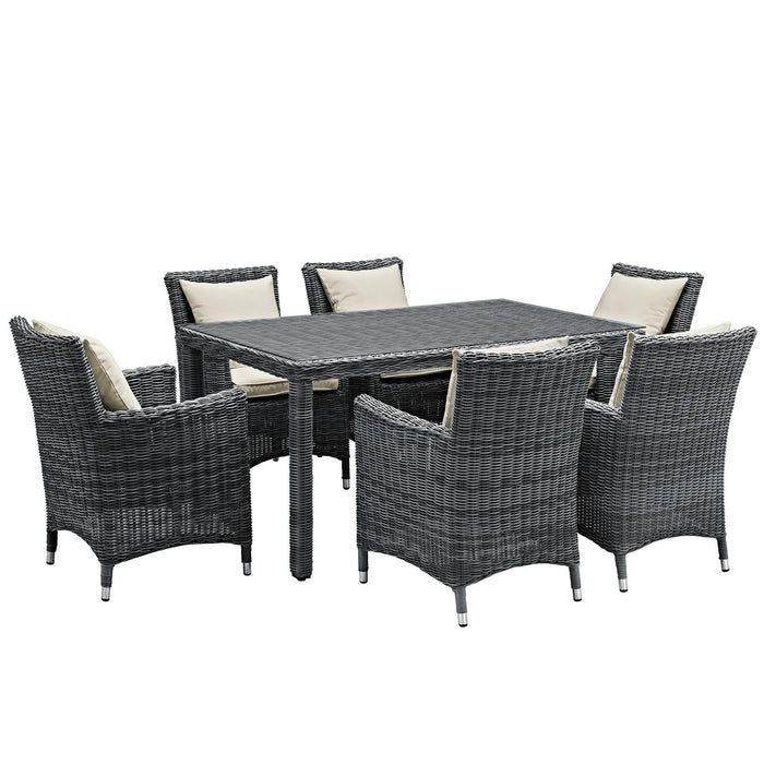 Summon 7 Piece Outdoor Patio SunbrellaÂ® Dining Set 2334-GRY-BEI-SET