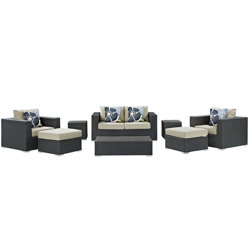 Sojourn 8 Piece Outdoor Patio SunbrellaÂ® Sectional Set 2376-CHC-BEI-SET