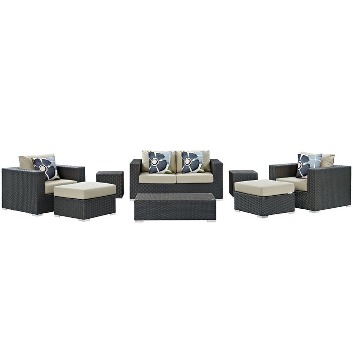 Sojourn 8 Piece Outdoor Patio SunbrellaÂ® Sectional Set 2376-CHC-BEI-SET