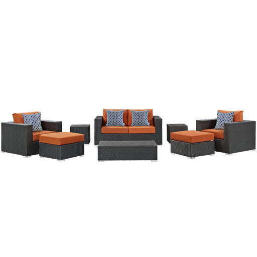 Sojourn 8 Piece Outdoor Patio SunbrellaÂ® Sectional Set 2376-CHC-TUS-SET