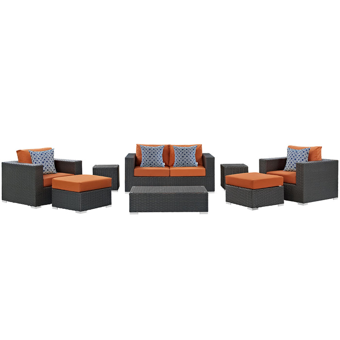 Sojourn 8 Piece Outdoor Patio SunbrellaÂ® Sectional Set 2376-CHC-TUS-SET