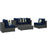 Sojourn 5 Piece Outdoor Patio SunbrellaÂ® Sectional Set 2378-CHC-NAV-SET