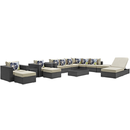 Sojourn 12 Piece Outdoor Patio SunbrellaÂ® Sectional Set 2380-CHC-BEI-SET