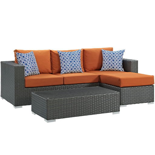 Sojourn 3 Piece Outdoor Patio SunbrellaÂ® Sectional Set 2384-CHC-TUS-SET