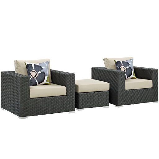 Sojourn 3 Piece Outdoor Patio SunbrellaÂ® Sectional Set 2386-CHC-BEI-SET