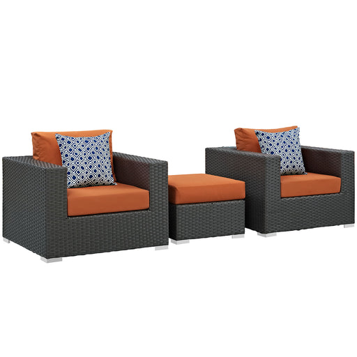 Sojourn 3 Piece Outdoor Patio SunbrellaÂ® Sectional Set 2386-CHC-TUS-SET