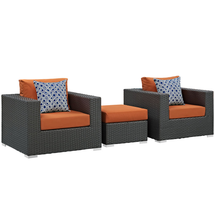 Sojourn 3 Piece Outdoor Patio SunbrellaÂ® Sectional Set 2386-CHC-TUS-SET