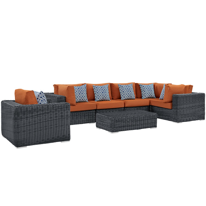Summon 7 Piece Outdoor Patio SunbrellaÂ® Sectional Set 2387-GRY-TUS-SET