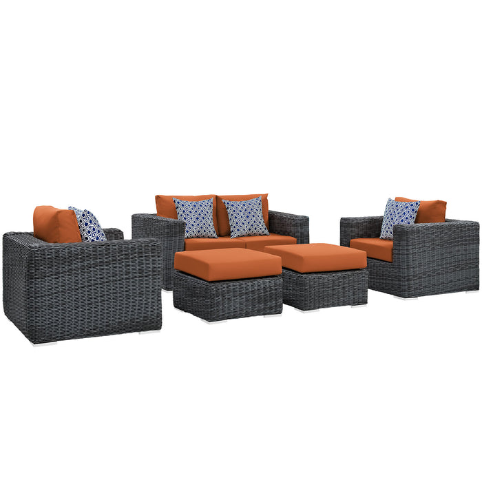 Summon 5 Piece Outdoor Patio SunbrellaÂ® Sectional Set 2388-GRY-TUS-SET