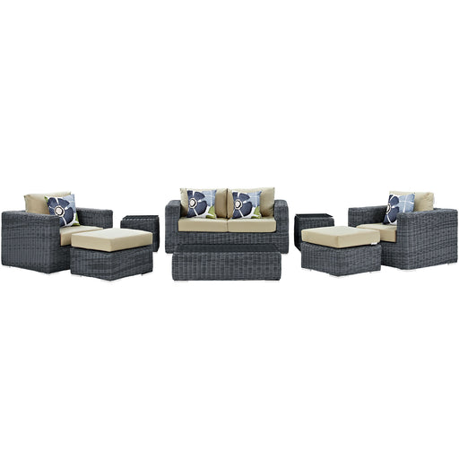 Summon 8 Piece Outdoor Patio SunbrellaÂ® Sectional Set 2389-GRY-BEI-SET