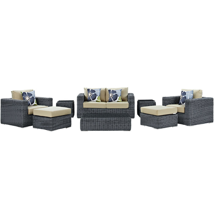 Summon 8 Piece Outdoor Patio SunbrellaÂ® Sectional Set 2389-GRY-BEI-SET